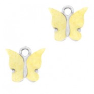 Butterfly Charm 13x14mm Yellow-silver